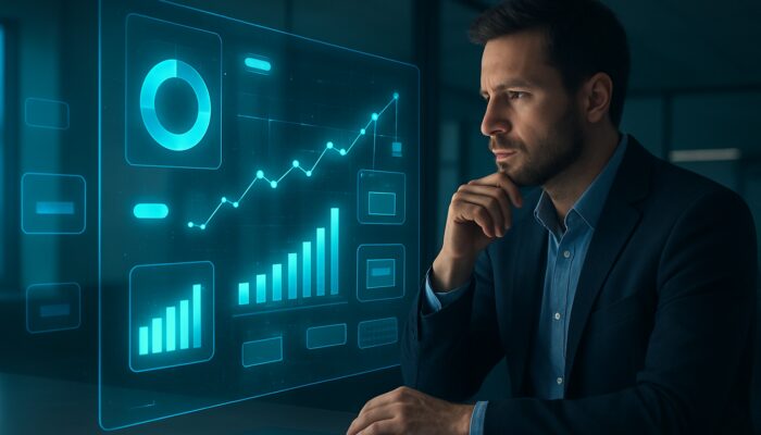 Marketer analyzing high-intent keywords and ROI charts on Google Ads SEMrush dashboard